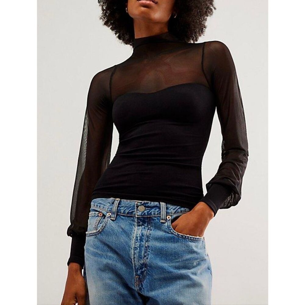 Free People Light Up Layering Top | Black in M/L